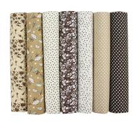 7pcs Fat Quarters Fabric Bundles - 50 x 50cm/20"x20" Precut Brown Cotton Quilting Fabric Squares, 100% Cotton Fabric Bundles for Sewing, Patchwork, DIY Crafts, Home Décor