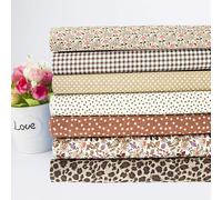7Pcs Fat Quarters Fabric Bundles, 50CM x 50CM Cotton Fabric DIY Making Supplies Quilting Patchwork Gingham Fat Quarter Material for Sewing,Patchwork, DIY Crafts & Home Decorate（Brown）