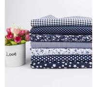 7Pcs Fat Quarters Fabric Bundles, 50CM x 50CM Cotton Fabric DIY Making Supplies Quilting Patchwork Gingham Fat Quarter Material for Sewing,Patchwork, DIY Crafts & Home Decorate（Navy Blue）