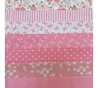 7Pcs Fat Quarters Fabric Bundles, 50CM x 50CM Cotton Fabric DIY Making Supplies Quilting Patchwork Gingham Fat Quarter Material for Sewing,Patchwork, DIY Crafts & Home Decorate（Pink Bow）