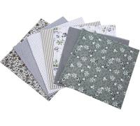 7Pcs Fat Quarters Fabric Bundles, 50CM x 50CM Cotton Fabric DIY Making Supplies Quilting Patchwork Gingham Fat Quarter Material for Sewing,Patchwork, DIY Crafts & Home Decorate(Grey)
