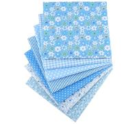 7Pcs Fat Quarters Fabric Set Soft Cotton Fabric Bundles for Sewing, Quilting, Patchwork, Arts and Crafts DIY Projects, Scraps for Handmade Crafts Blue