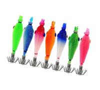 7pcs Fishing Lures Baits Squid Jigs 5.5cm Glow Cuttlefish Hook Glow Jigs Saltwater Fishing Tackle Stainless Steel Squid