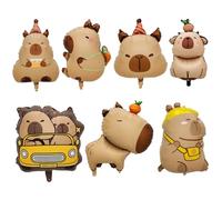 7Pcs Foil Balloons - Cute Capybara Balloons Animal Theme Birthday Decorations for Baby Shower, Gender Reveal Party Supplies