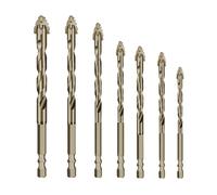7Pcs Four Edged Serrated Eccentric Drill Bits, Concrete drill bit, Multifunction Drill Bit Set for Concrete Glass Masonry (3/4/5/6/8/10/12mm) (Copper)