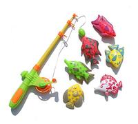 7PCS Fun and Cute Fishing Bath Toys Magnetic Fishing Toys Game Set for Kids Water Table Bathtub kiddie Pool Party with Pole Rod Net, Plastic Floating Fish