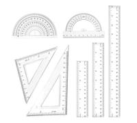 7PCS Geometry Set, Ruler Sets, Plastic Ruler 20CM 30CM, Transparent Rulers, Protractor, In and Metric, Maths Sets for Secondary School Essential Geometry Set, Suitable for School, Office.