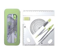 7Pcs Geometry Set with 180 Degree Math Protractor Squares Ruler Dawing Tool Compass and Ruler