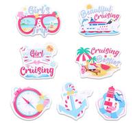 7pcs Girls Trip Cruise Door Magnets, Summer Beach Anchor Carnival Cruise Ship Door Signs Decorations Magnetic Stickers Cruising Cabin Magnets Decals for Nautical Car Fridge Party Vacation Decor
