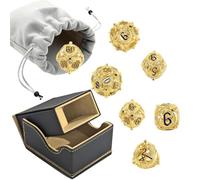 7pcs Golden Black Circular Dragon Metal Dice Hollow Metal Polyhedral Dice Suitable for Role-Playing RPG Board Game Card Game