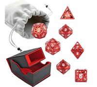 7pcs Golden Hand Metal Dice Solid/Hollow Metal Polyhedral Dice Set Suitable For Role-Playing RPG Board Game Card Game(Red)