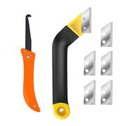 7pcs Grout Removal Tool, Grout Rake Removal Tool Tile Grout with 5 Pieces Extra Replacement Blades and 1 Tile Seam Hooking for Tile Grout Remover Cleaning