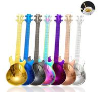 7Pcs Guitar Spoons, Stainless Steel Musical Spoons Set, Best Gifts Sets for Man & Female Stirring Dessert Jam Ice Cream Coffee Spoon