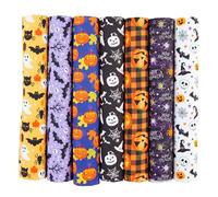 7PCS Halloween Christmas Cotton Fabric Squares Fat Quarters Fabric Bundles 50x50cm Patchwork Fabric Bundles for Sewing Quilting Craft DIY Scrapbooking (Halloween)