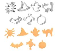 7pcs Halloween Cookie Cutters, Large Stainless Steel Biscuit Baking Molds with Bat Pumpkin Skeleton Cat Spider Ghost Witch Hat Shape for Holiday Party Decorations & Baking Supplies