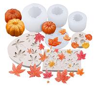 7PCS Halloween Thanksgiving Resin Molds, Kalolary Pumpkin Maple Silicone Fondant Molds 3D Pumpkin Epoxy Mold for Festival Candy Cake Making Fall Harvest Thanksgiving Halloween DIY Crafting Decoration
