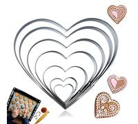 7PCS Heart Cookie Cutter, Stainless Steel Pastry Cutter Set, Heart Shape Biscuit Moulds, Cookie Cutters for Valentine's Day, Cutters for Making Baking Gifts