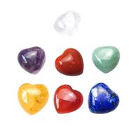 7pcs Heart Shape Chakra Crystal Stones Set for Yoga Meditation | Natural Stone, Soothing Hold, Stress Relief Support, Fine Appearance, Beautiful Colours, Seven Colour Accents
