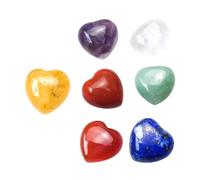 7pcs Heart Shaped Chakra Stones Natural Stone Energy Set for Yoga | Meditation Use, Fine Appearance, Beautiful Colors, Soothing Hold, Stress Relief, Positive Energy