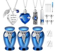 7Pcs Heart Urn Necklace for Ashes Keepsake Cremation Jewelry Small Urns for Human Ashes Memorial Cremation Urns for Loss of Loved One Memorial Container, Stainless Steel