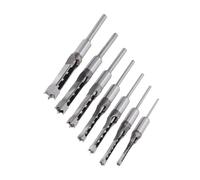 7Pcs Heavy Duty Square Hole Drill Bit Collection Chisels Drill Bits For Woodworking Projects Exact Size Matching HSS Mortising Bits With Storage Box