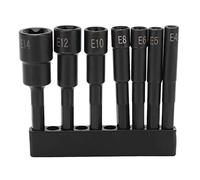 7PCS Hexagonal Plum Blossom Socket Chuck Set, Power Drill Socket Adapter, E4 E5 E6 E8 E10 E12 E14 CR - V Anti Theft Screw Wrench with 1/4in Shank for Auto Repair and DIY