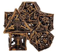 7PCS Hollow Metal DND Dice Set, Vintage Golden Pirate Role Playing D&D Dices, DND Metal Dice Set, Polyhedral Metal Dices Set for Pathfinder Warhammer RPG Board Games