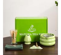 7Pcs Japanese Matcha Tea Set, Matcha Kit with Matcha Bowl (with Pouring Spout), Matcha Whisk, Whisk Holder, Strainer - Elegant Matcha Set for Gifting and Personal Use, Gift Box Packaging