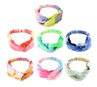 7pcs Knotted Stretchy Headbands Tie-dye Sport Headbands