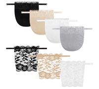 7Pcs Lady Clip-on Lace Mock Camisole Bra Insert Panels, Anti Peep Overlay Modesty Panel Vest Invisible Bra Vests for Low Cut Tops Dresses V-Neck Cover up Cleavage Underlay Women Girls Female