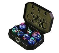 7Pcs LED DND Dice Set,Wireless Light Up Dice Set DND Dice Set with USB Charging Box,Glowing Polyhedral Dice in Dark,Magic Dice Polyhedral Role Playing Dice,Luminous Dices Kit,Party Game Supplies