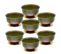 7pcs Lotus Holy Water Cup Alloy round Altar Bowl for Temple Decoration