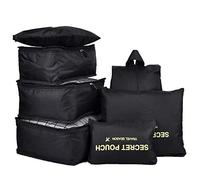 7PCS Luggage Organiser Set Compression Pouch Packing Cubes Travel Storage Bags Clothes Suitcase,Black