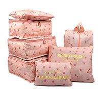 7PCS Luggage Organiser Set Compression Pouch Packing Cubes Travel Storage Bags Clothes Suitcase,Cherry
