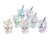 7Pcs Luminous Bear Resin Drink Charms - Mini 3D Imitation Juice, Milk Tea Fruit Bottle Pendants for DIY Jewelry Making, Bracelets, Necklaces, Earrings, Keychains,Phone Case Decoration & Craft Supplies