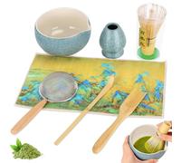 7PCS Matcha Set,Matcha Kit with Whisk and Bowl,Matcha Whisk Scoop, Sifter, Whisk Holder Matcha Whisk Set Matcha Tea Set for Making - Unique Gift for Women, Men, Friends - Home & Kitchen Décor (Blue)