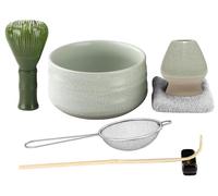 7pcs Matcha Set, Matcha Whisk Set - Matcha Whisk Plastic, Whisk Holder, Matcha Bowl, Scoop, Sifter, Absorbent Cloth - Japanese Tea Ceremony Set for Home Use or as a Gift, Mesh Green