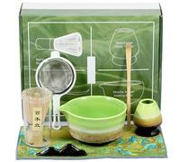 7Pcs Matcha Tea Set, Japanese Matcha Making Starter Kit with Whisk Bowl(450ml) Whisk Holder Scoop and Strainer The Set to a Traditional Cup of Matcha(Green Kiln Change)