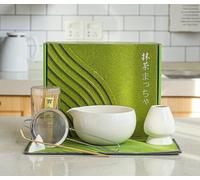 7Pcs Matcha Tea Set with Ceramic Bowl, Ceramic Cup,Bamboo Whisk,Tea Spoon, Holder,Stainless Steel Sifter,Tea Towel-Complete Matcha Making Kit for Traditional Japanese Tea Ceremony
