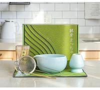 7Pcs Matcha Tea Set with Ceramic Bowl, Ceramic Cup,Bamboo Whisk,Tea Spoon, Holder,Stainless Steel Sifter,Tea Towel-Complete Matcha Making Kit for Traditional Japanese Tea Ceremony
