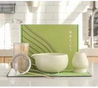 7Pcs Matcha Tea Set with Ceramic Bowl, Ceramic Cup,Bamboo Whisk,Tea Spoon, Holder,Stainless Steel Sifter,Tea Towel-Complete Matcha Making Kit for Traditional Japanese Tea Ceremony