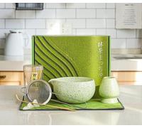7Pcs Matcha Tea Set with Ceramic Bowl, Ceramic Cup,Bamboo Whisk,Tea Spoon, Holder,Stainless Steel Sifter,Tea Towel-Complete Matcha Making Kit for Traditional Japanese Tea Ceremony