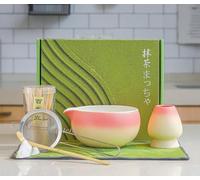 7Pcs Matcha Tea Set with Ceramic Bowl, Ceramic Cup,Bamboo Whisk,Tea Spoon, Holder,Stainless Steel Sifter,Tea Towel-Complete Matcha Making Kit for Traditional Japanese Tea Ceremony