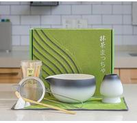 7Pcs Matcha Tea Set with Ceramic Bowl, Ceramic Cup,Bamboo Whisk,Tea Spoon, Holder,Stainless Steel Sifter,Tea Towel-Complete Matcha Making Kit for Traditional Japanese Tea Ceremony