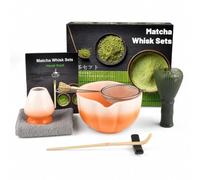7pcs Matcha Whisk Set, Japanese Matcha Set Includes Green Plastic Chasen Whisk, Whisk Holder, Ceramic Matcha Bowl, Scoop, Sifter, Absorbent Cloth, Matcha Tea Kit for Beginners & Tea Lovers, Pink