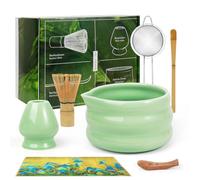 7Pcs Matcha Whisk Set, Matcha Kit with Bamboo Matcha Whisk and Bowl, Matcha Spoon, Whisk Holder, Sifter, Complete Matcha Kit with Giftbox Packing Gift for Matcha Lover