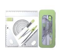 7Pcs Math Geometry Set School Mathematics with Metal Tool Square Eraser Protractor Case Measurement Tool
