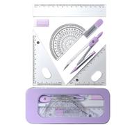 7Pcs Math Geometry Tool Student Drawing Supplies Include Geometry Tool, Set Square, Eraser, Math Protractor, Refills Measurement