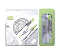 7pcs Maths Sets for Secondary School, Math Set, Ruler Set for School, Ruler and Protractor Set, Protractor Set for Secondary School, for School Student Teacher (green)
