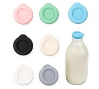 7Pcs Milk Bottle Tops, Reusable Silicone Milk Bottle Tops Designed for Standard UK One Pint Glass Milk Bottles, Airtight Leakproof Seal, Dishwasher and Fridge Safe